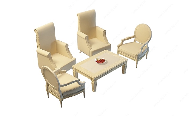 豪华商务桌椅组合3D模型