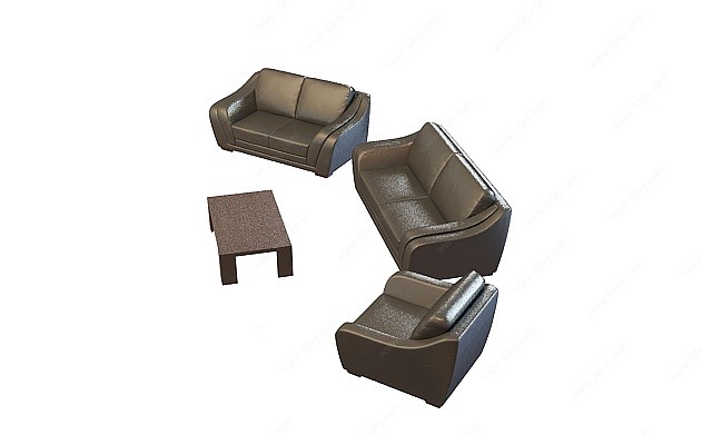 商务沙发茶几组合3D模型