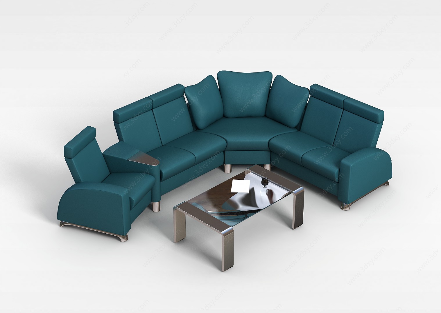 会所沙发茶几组合3D模型