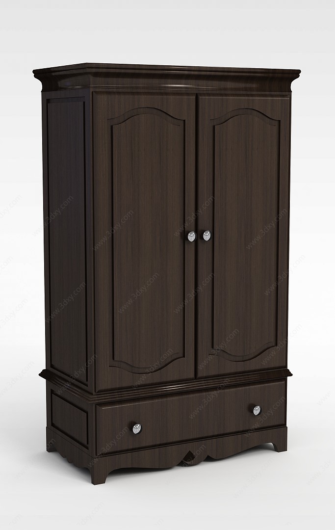 欧式木质衣柜3D模型