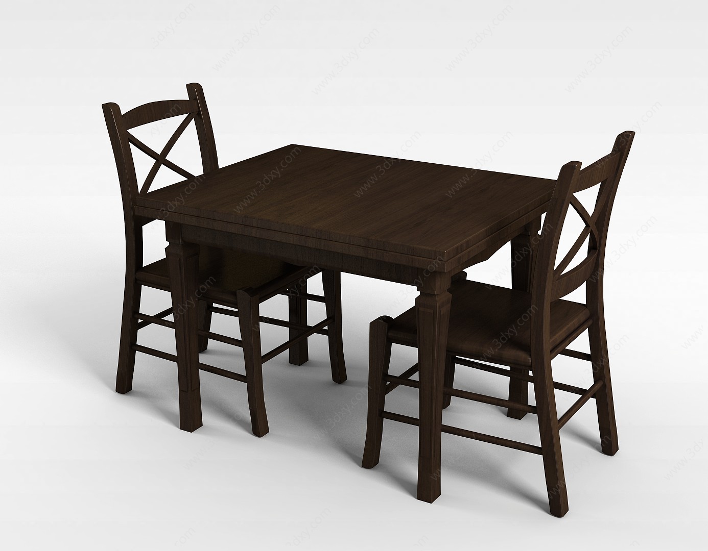 二人餐桌椅组合3D模型