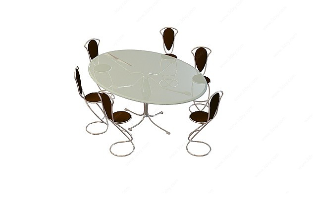 铁艺欧式餐桌椅3D模型