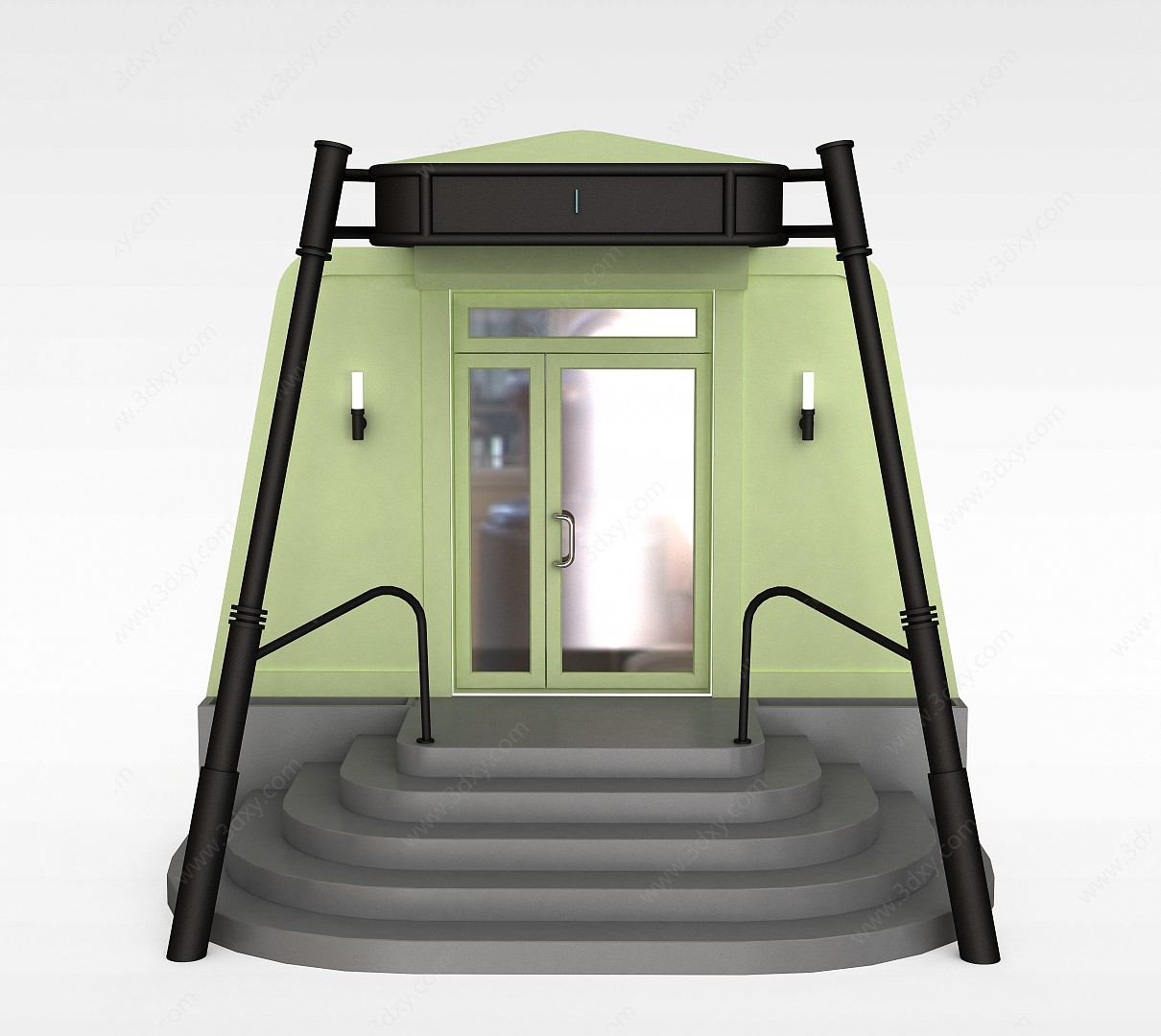 带楼梯厂房门3D模型