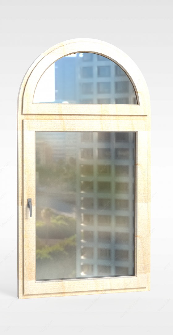 欧式带玻璃窗户3D模型