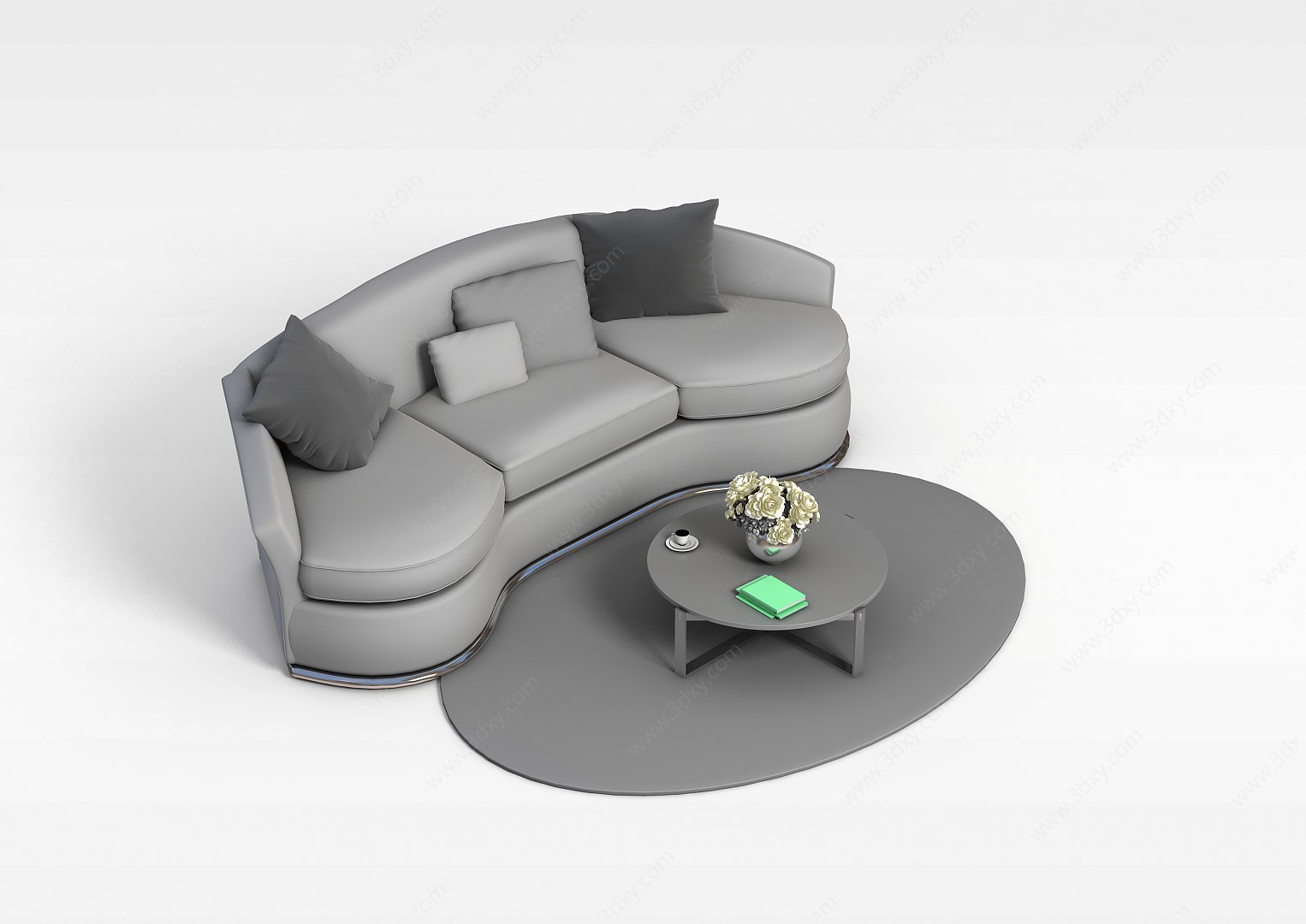 弧形沙发茶几组合3D模型