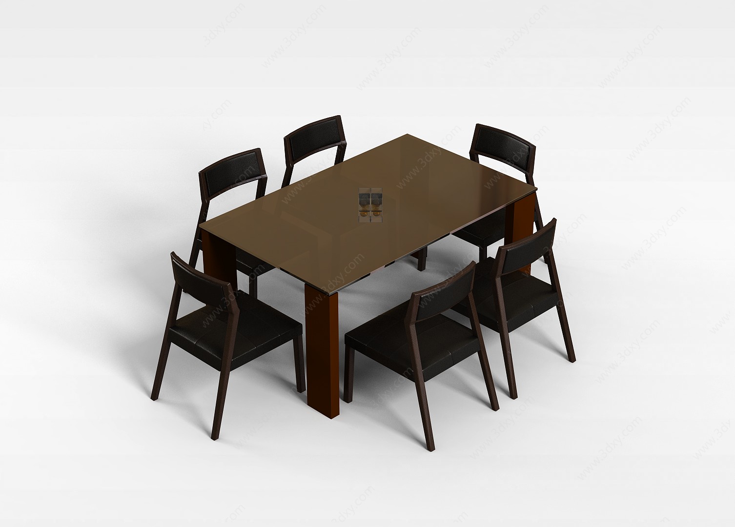 简易餐桌椅组合3D模型
