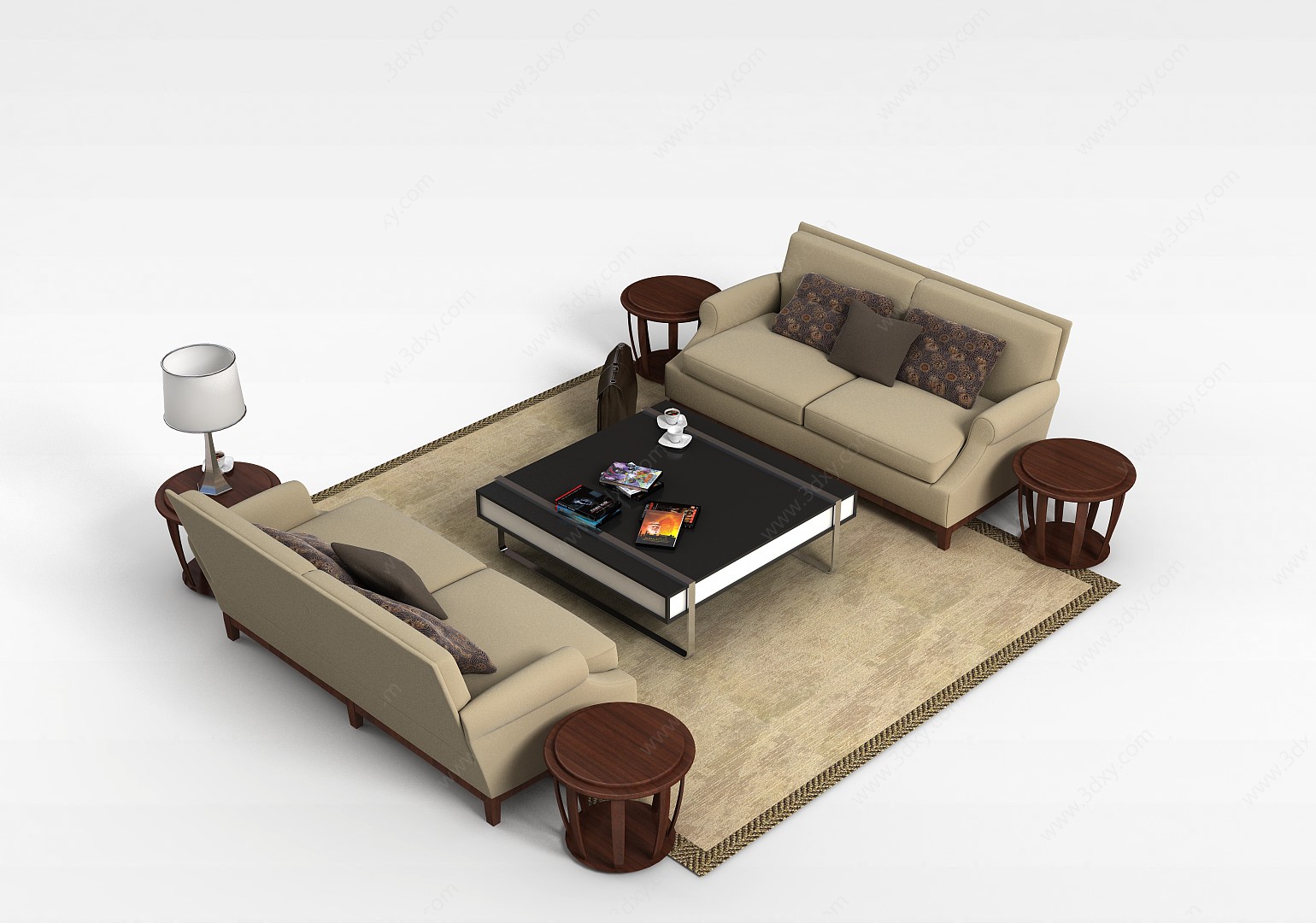 四人沙发茶几组合3D模型