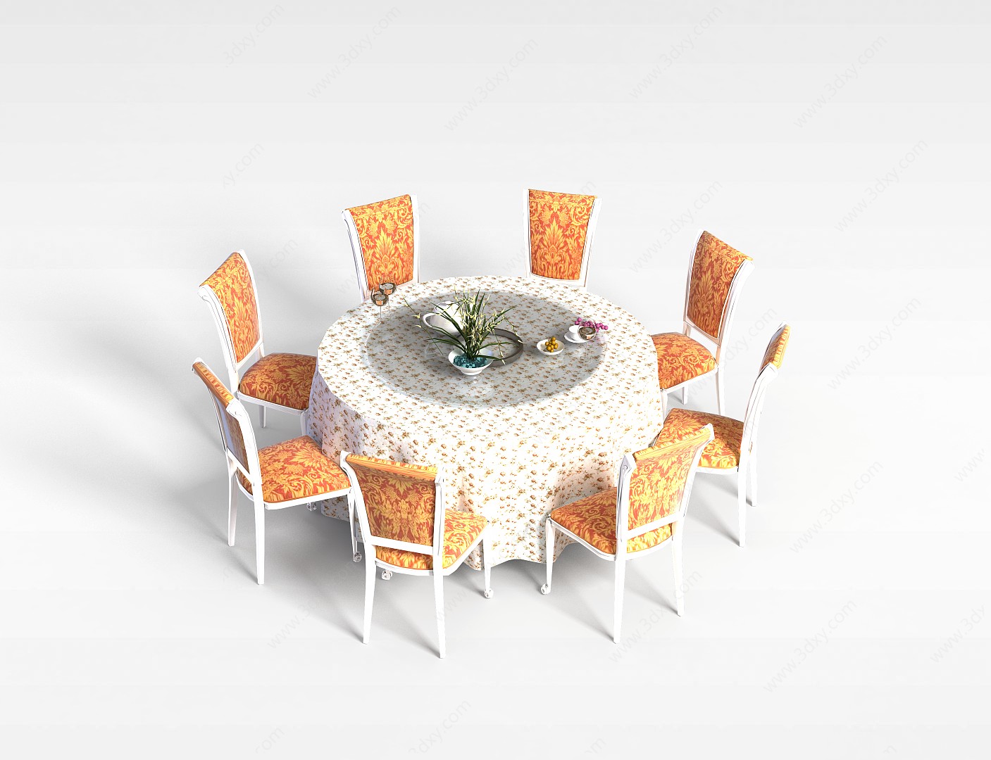 欧式现代餐桌椅3D模型