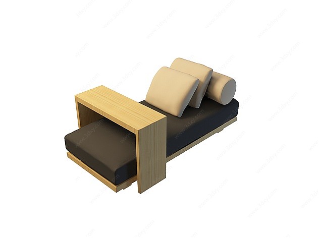 黑沙发凳3D模型
