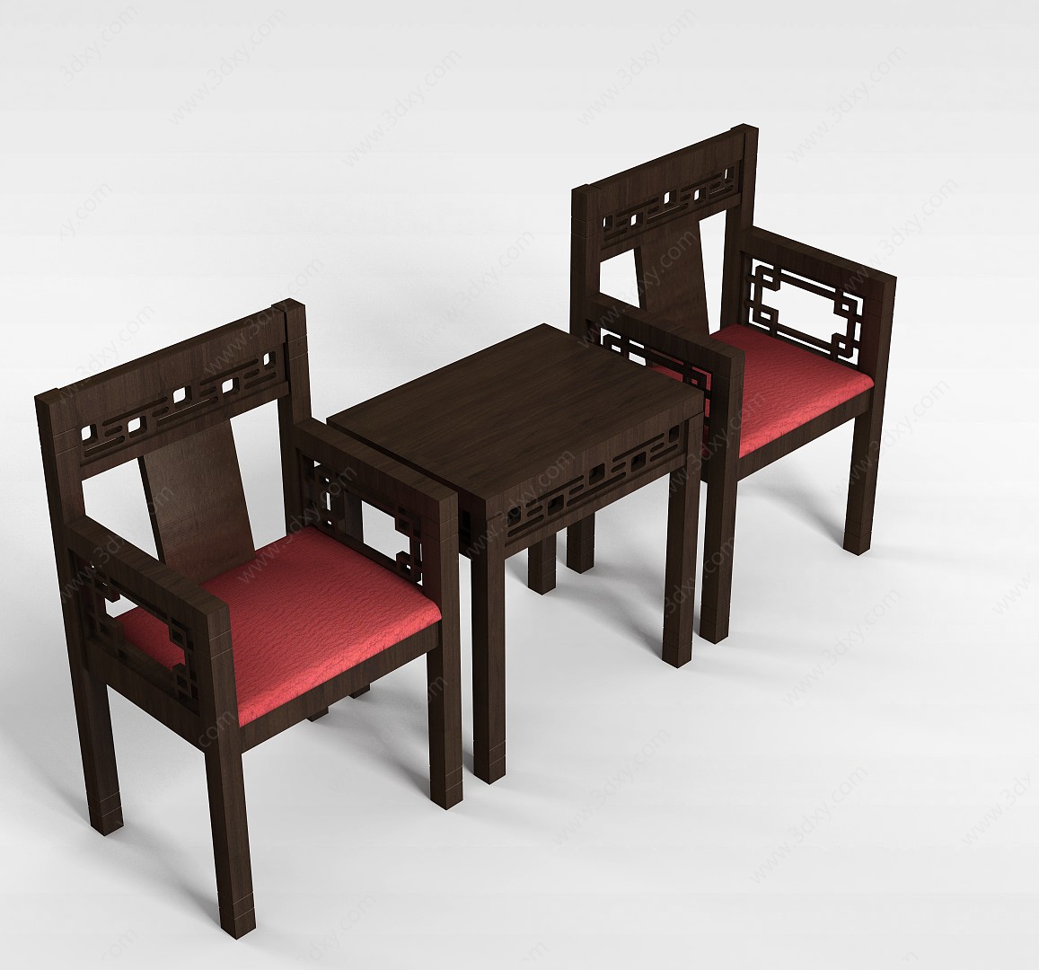 中式休闲桌椅组合3D模型
