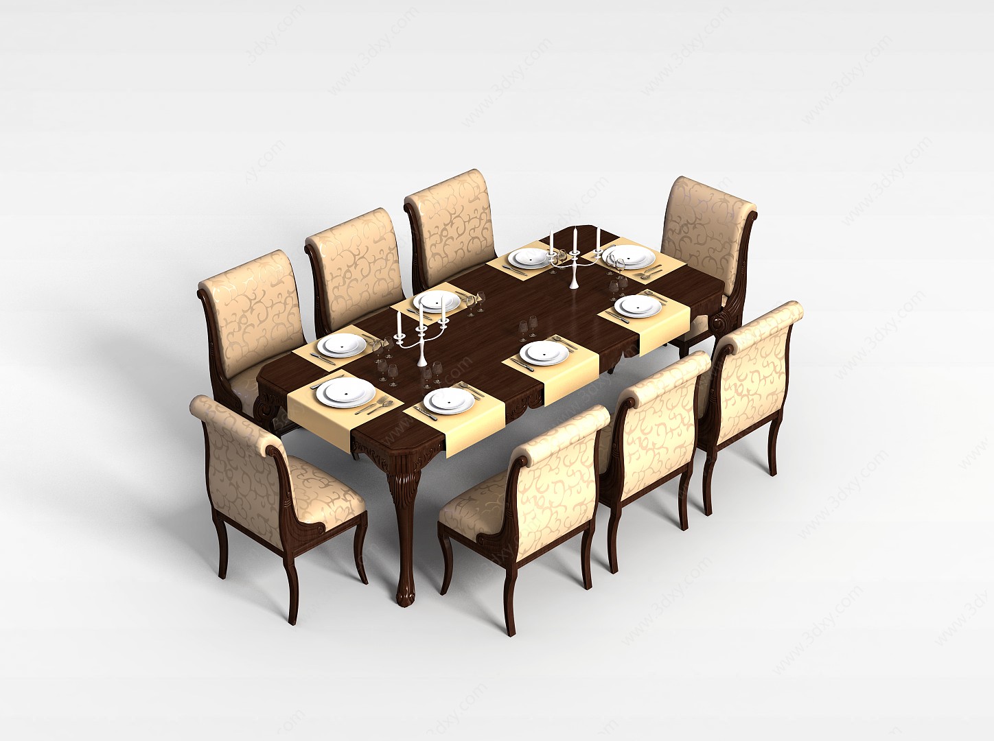 精品餐桌椅组合3D模型