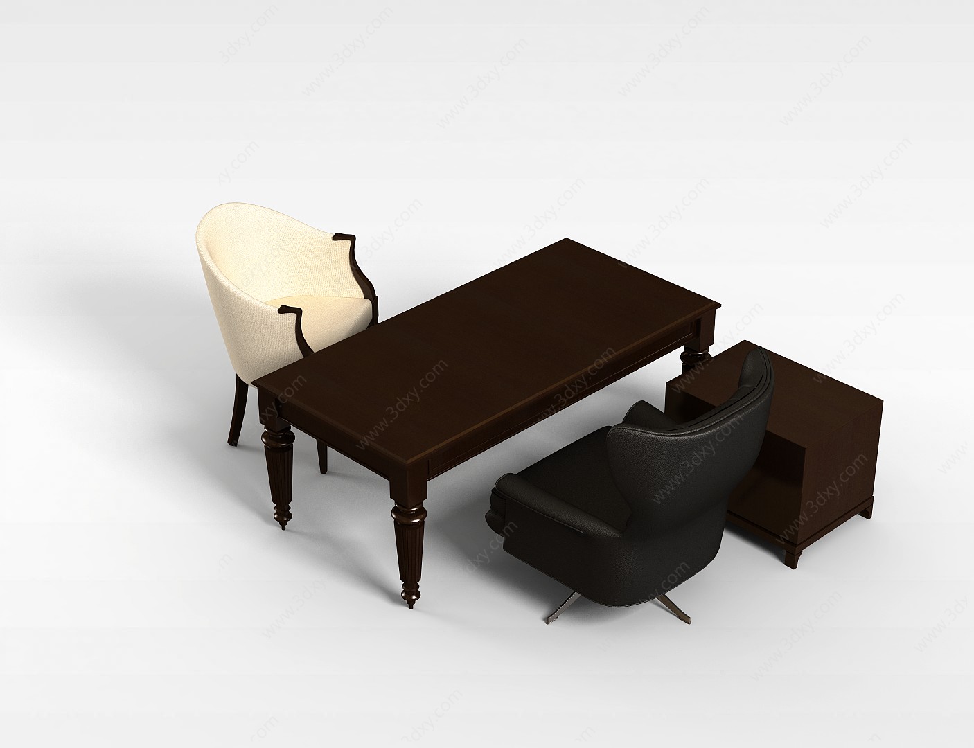 简易办公桌椅3D模型