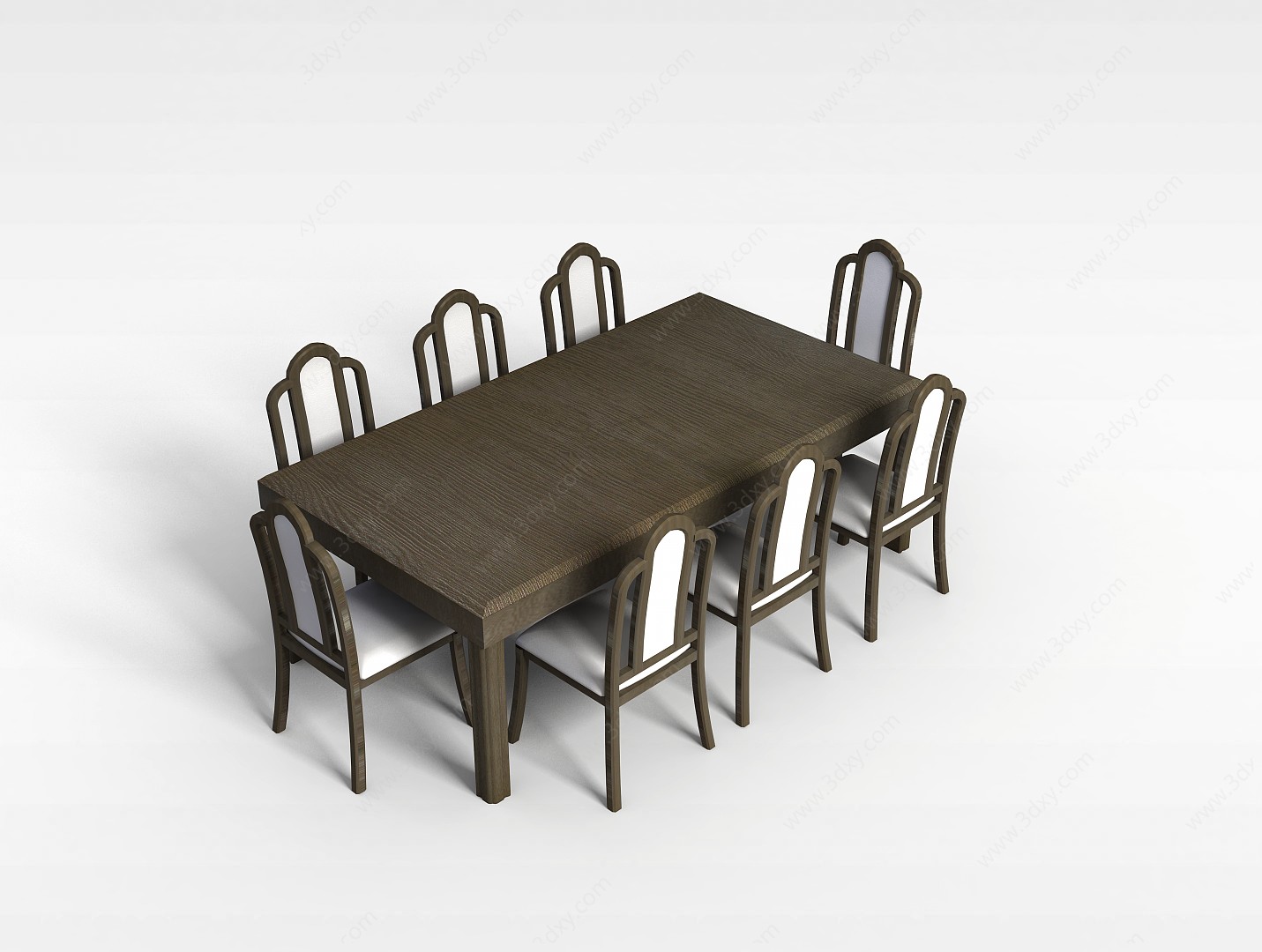 木质餐桌椅组合3D模型