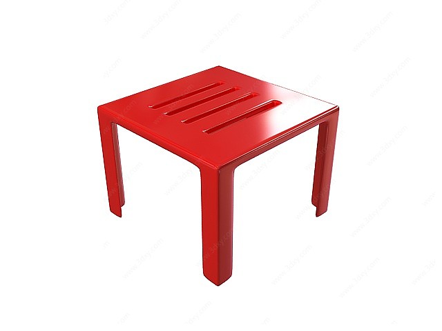 红色四腿凳3D模型