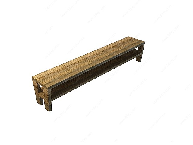 木材固定四脚凳3D模型