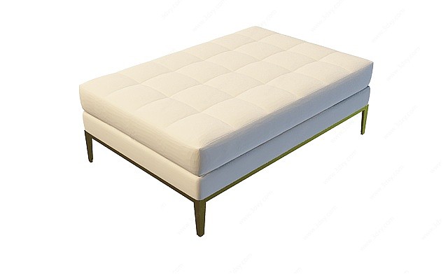 白色沙发方凳3D模型