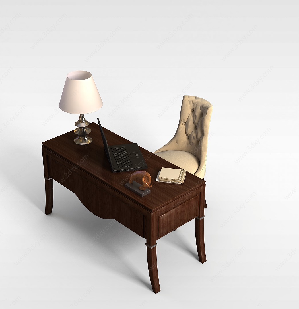 白色拉扣电脑椅3D模型