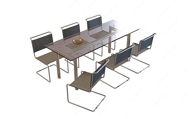 会议桌椅组合3D模型