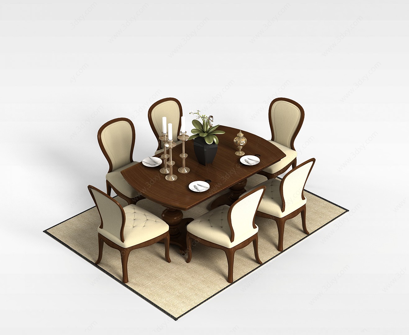 欧式桌椅组合3D模型