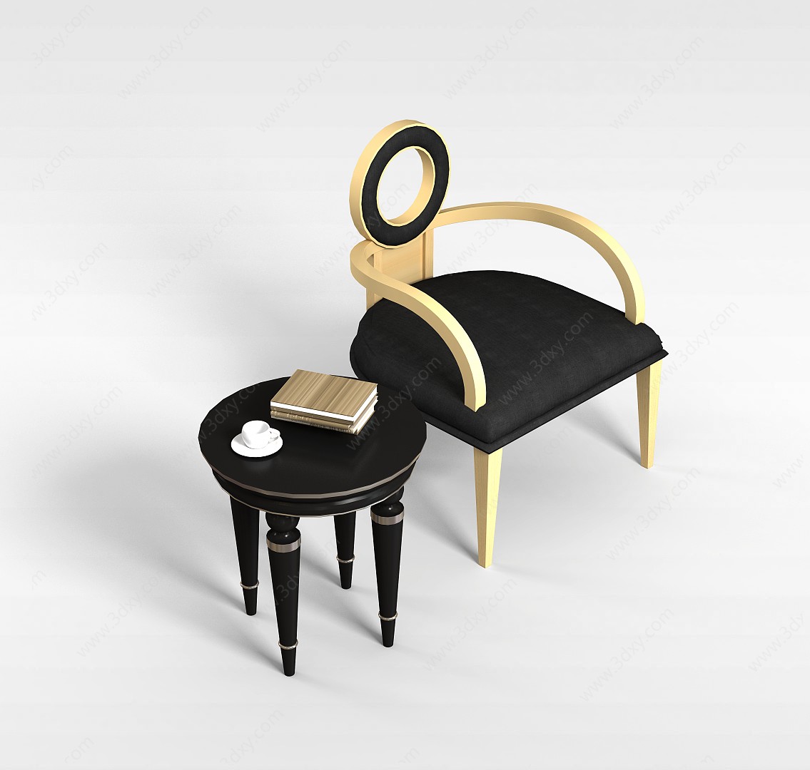 单人桌椅组合3D模型