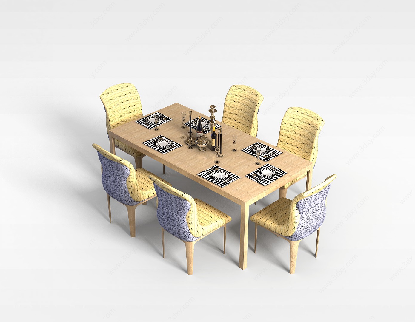 现代休闲餐厅桌椅3D模型