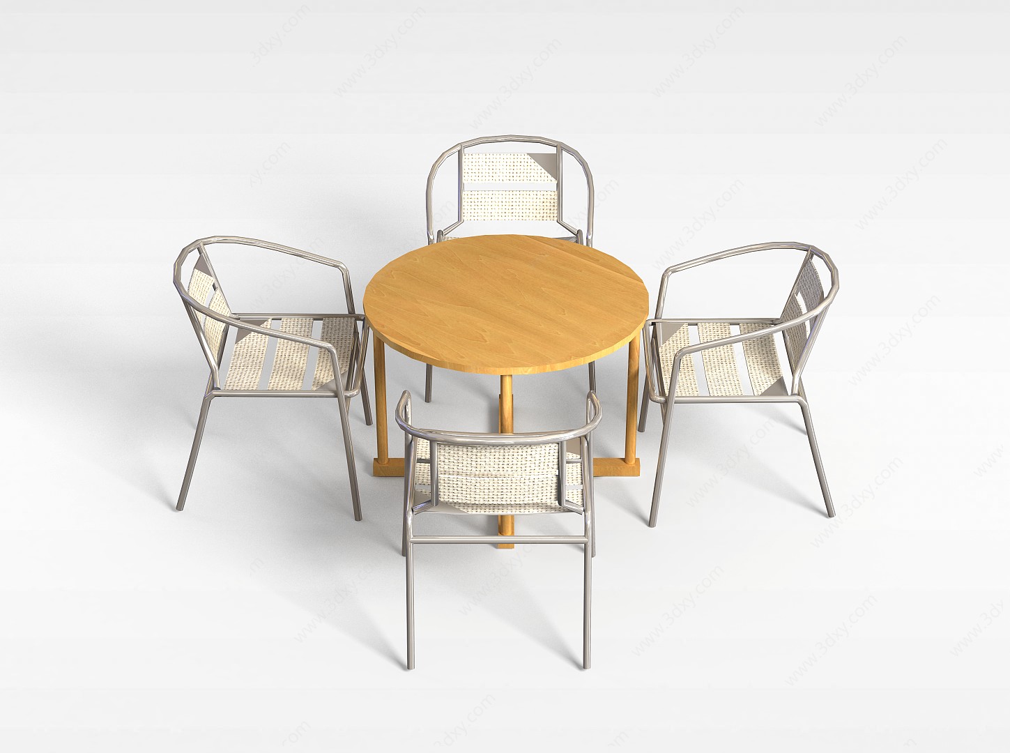 现代圆形桌椅组合3D模型