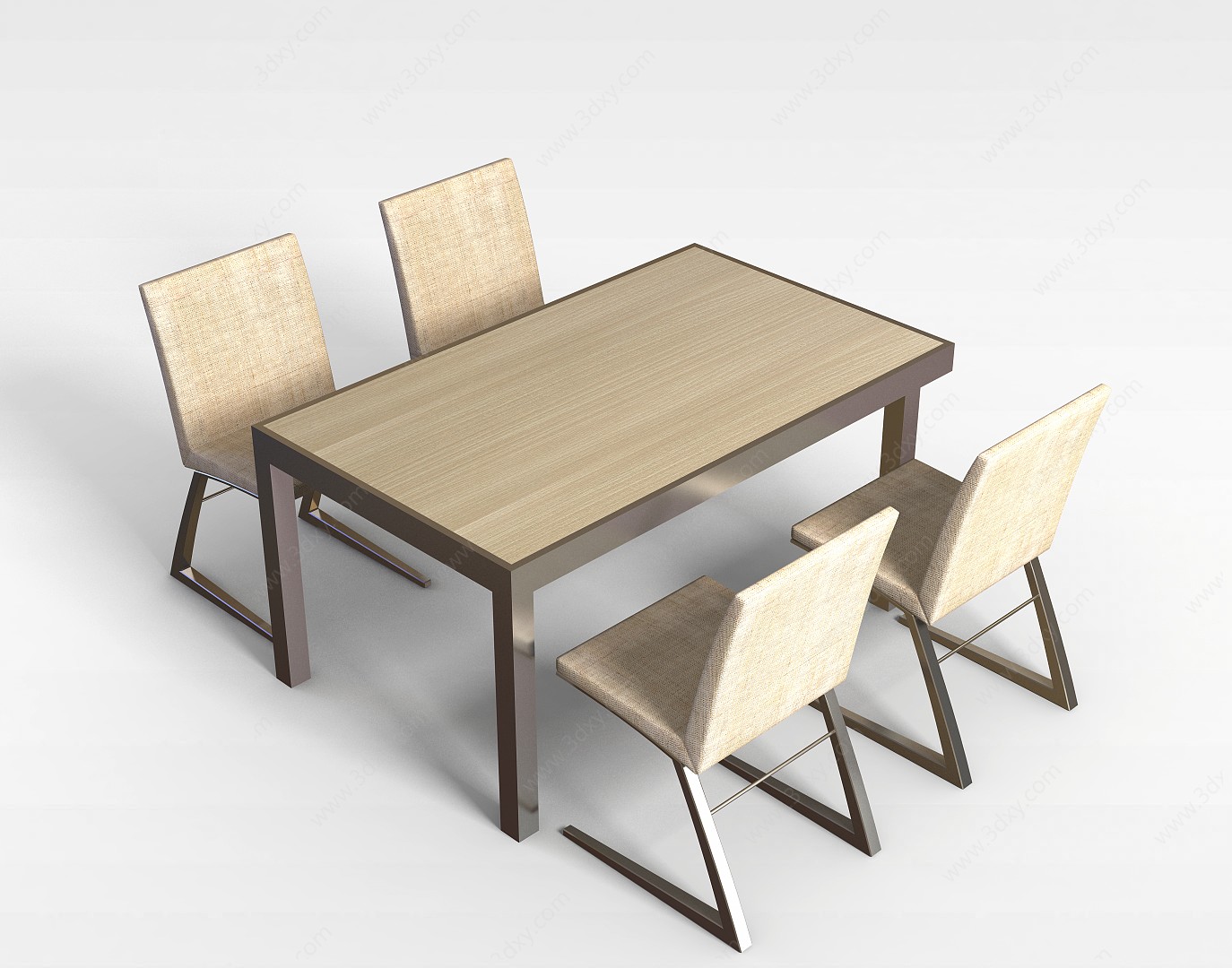 简约桌椅组合3D模型