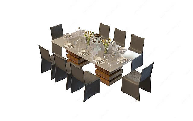 时尚餐桌椅组合3D模型