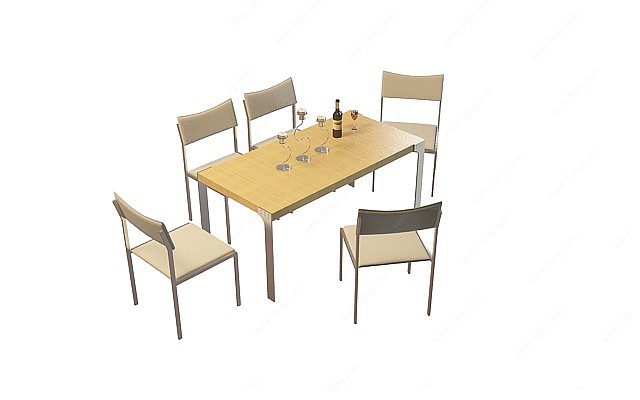 简约餐厅桌椅3D模型