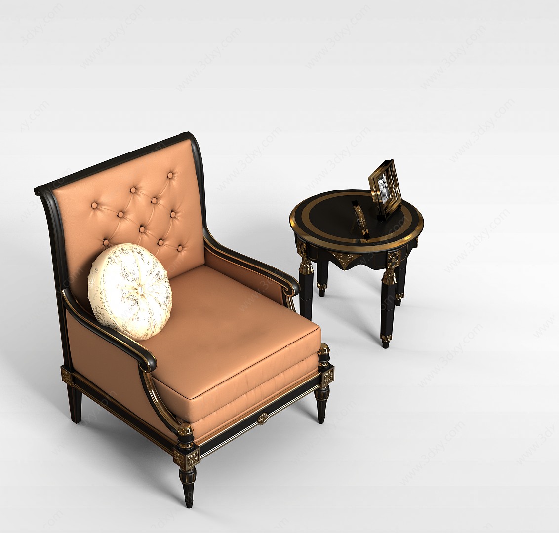 奢华欧式桌椅组合3D模型