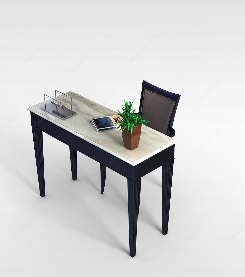 木制书房桌椅3D模型