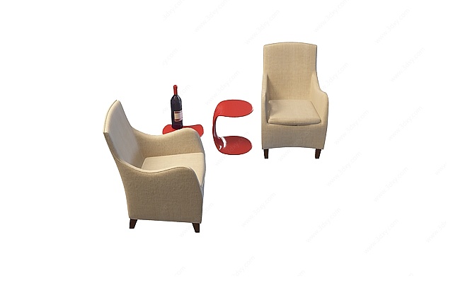 卧室休闲桌椅3D模型