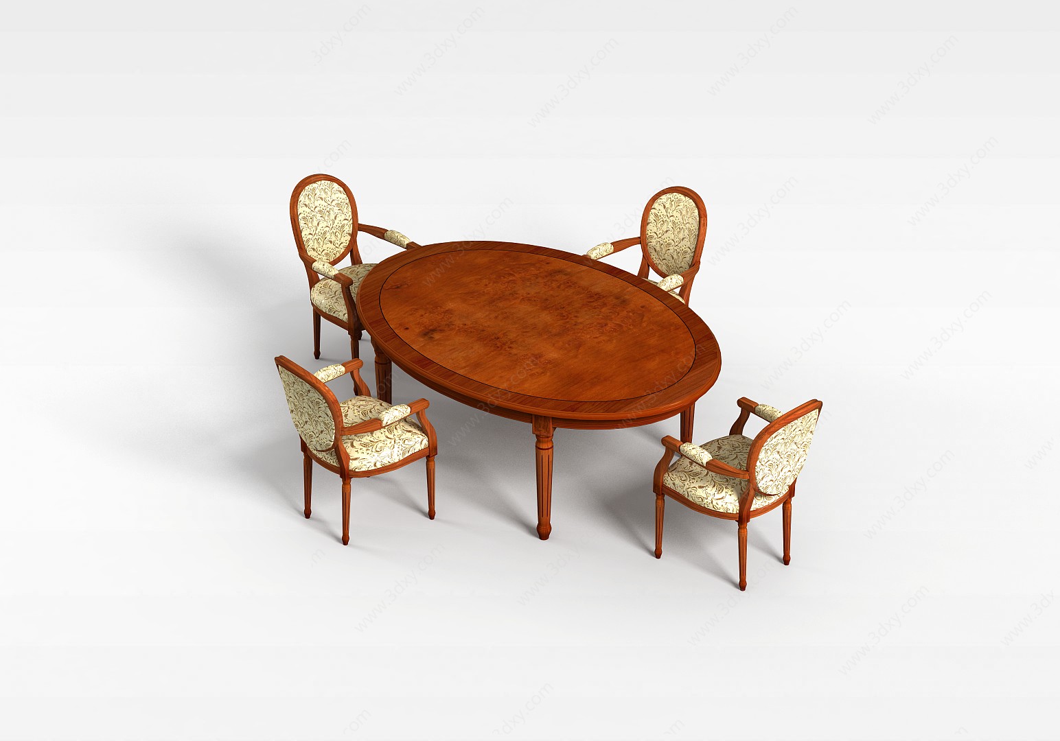 四人桌椅组合3D模型