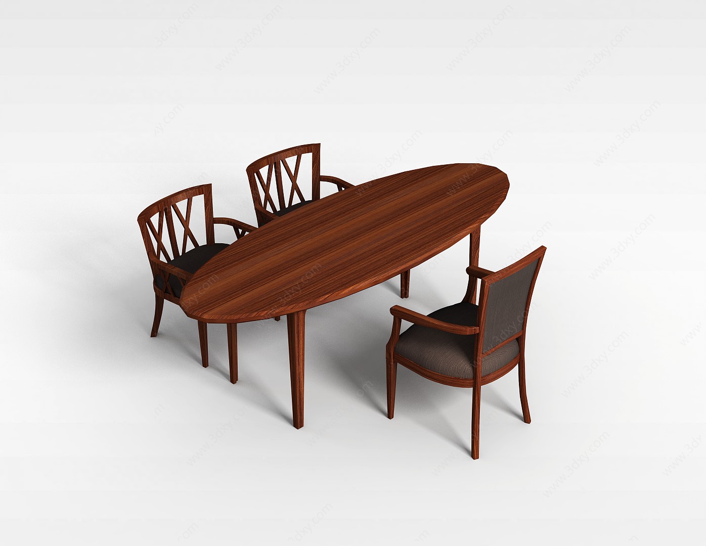 现代木质桌椅3D模型