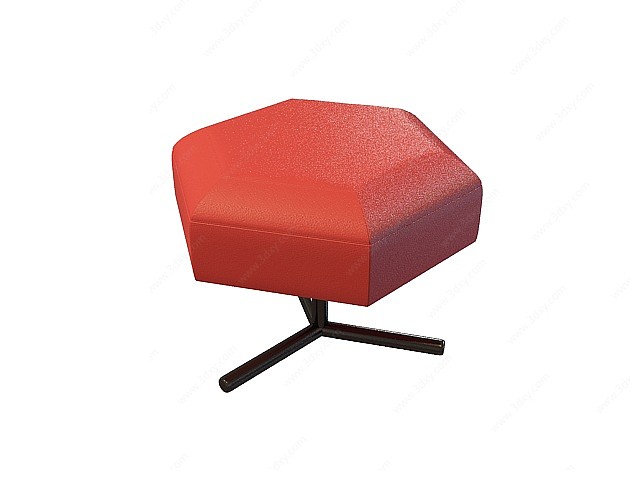 红色三腿凳3D模型
