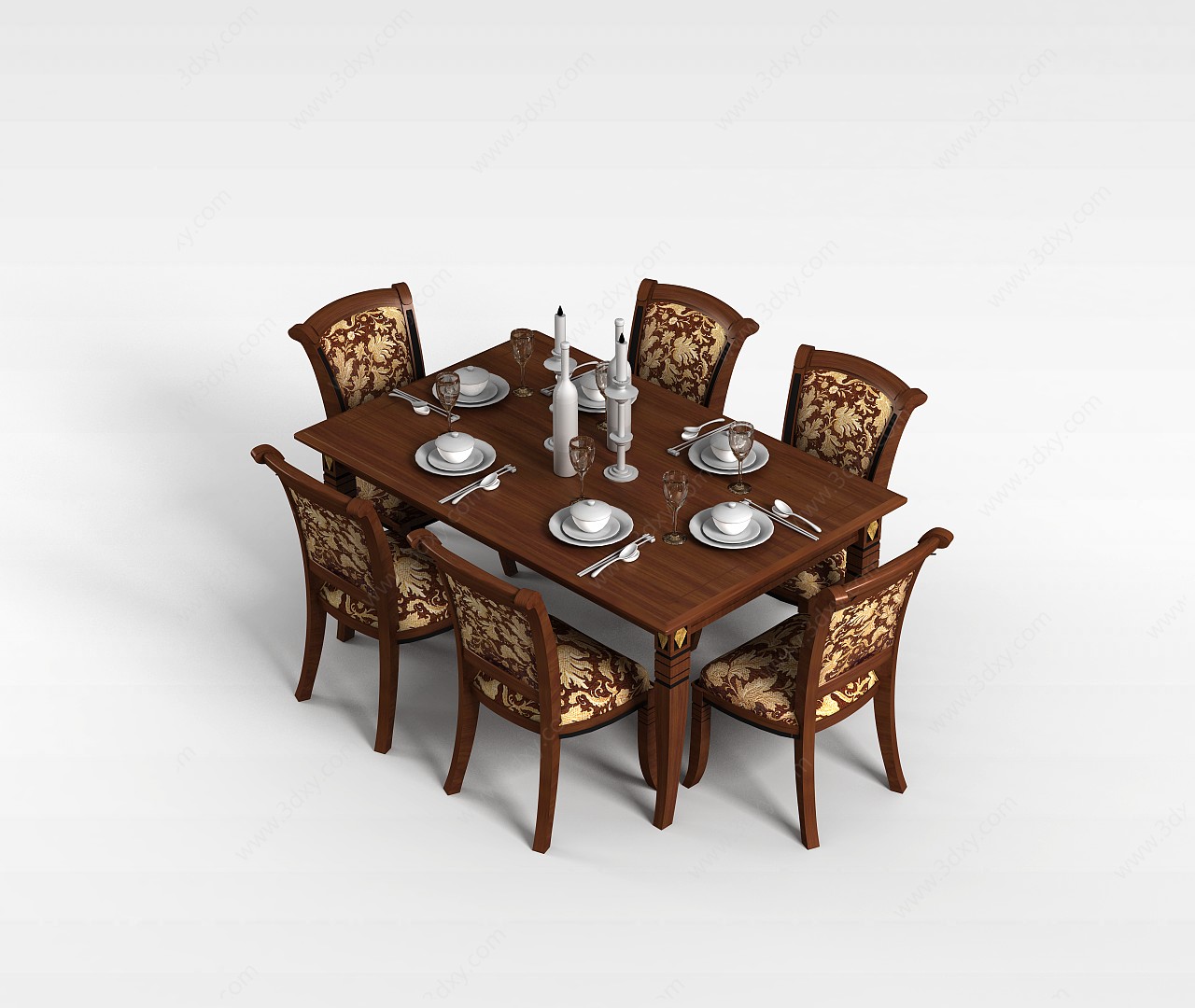 欧式经典餐桌椅3D模型