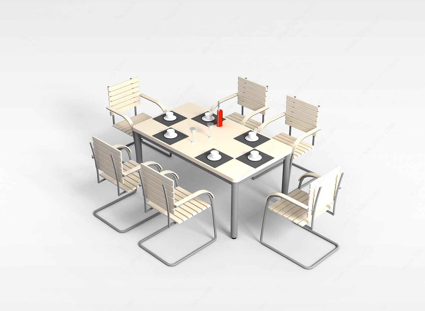 简约时尚桌椅3D模型