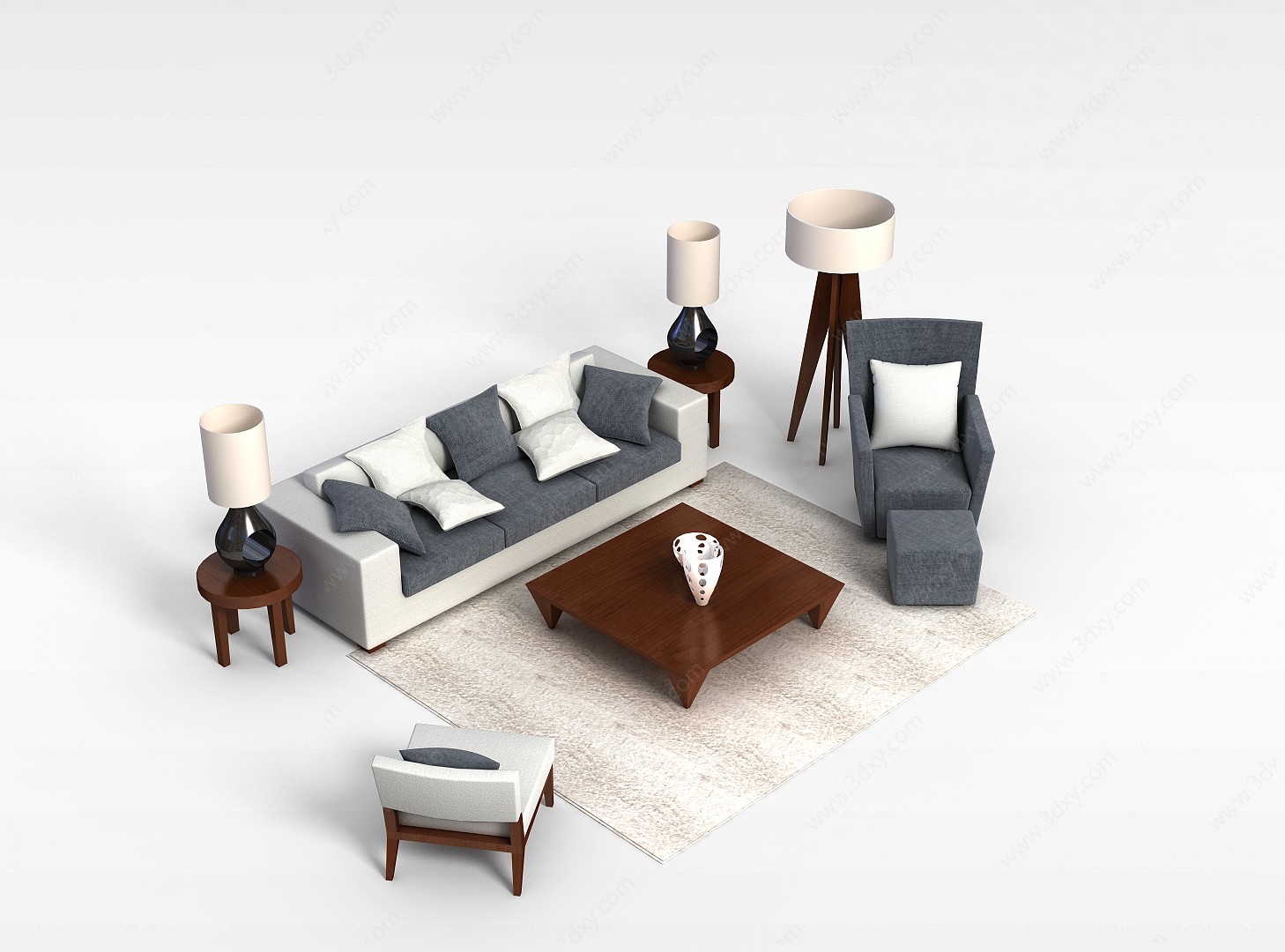 舒适沙发茶几组合3D模型