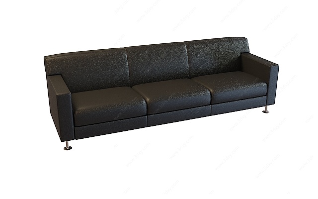 黑皮三人沙发3D模型