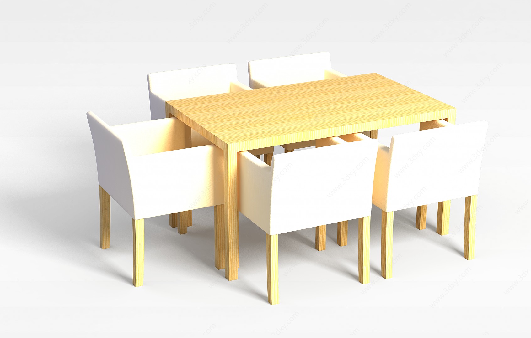 简单餐桌椅组合3D模型