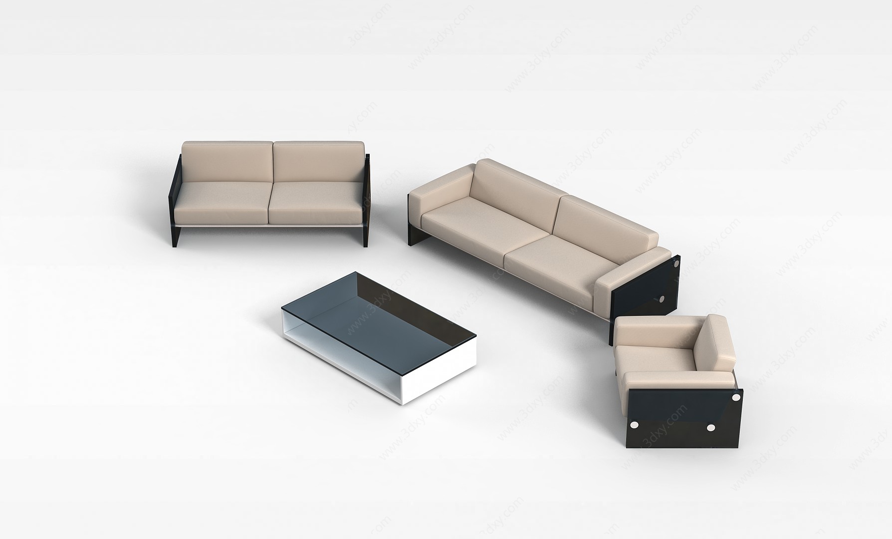 组合式沙发茶几组合3D模型