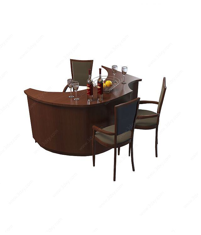 欧式办公桌椅3D模型