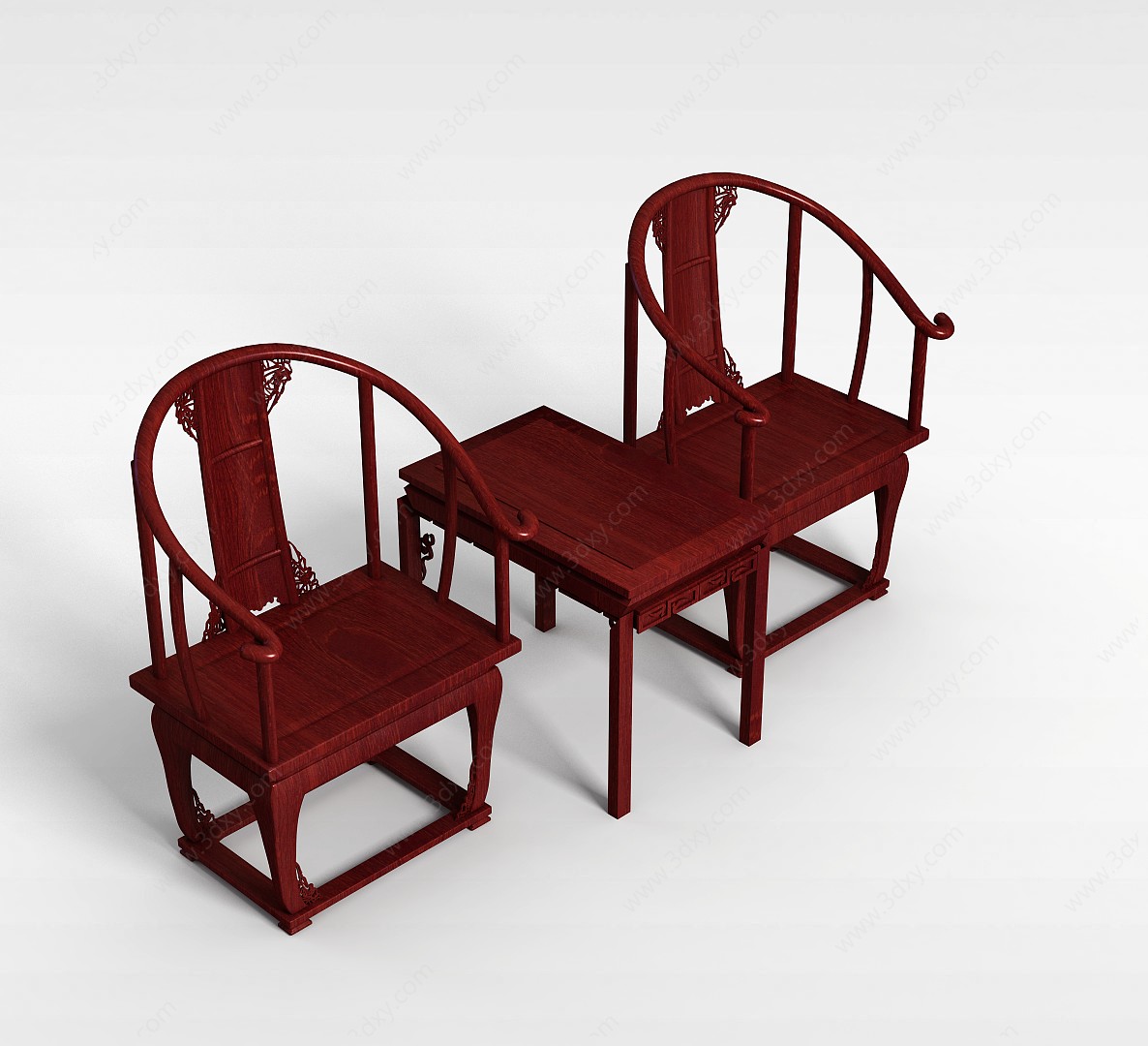 红木桌椅组合3D模型
