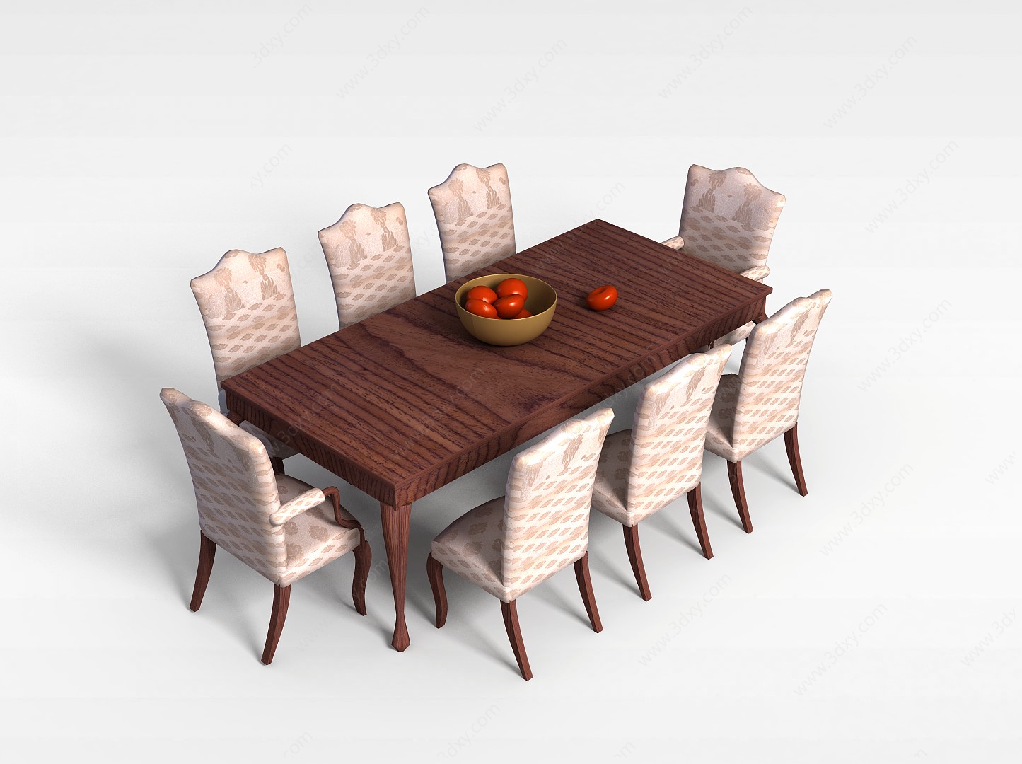 简约八人餐桌椅3D模型