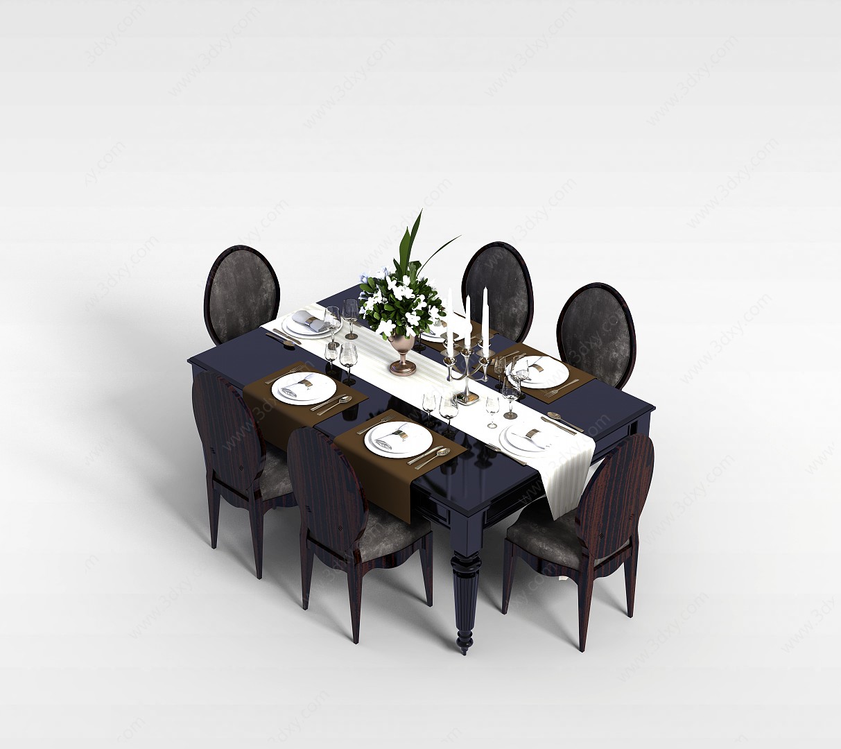 高档餐桌椅组合3D模型