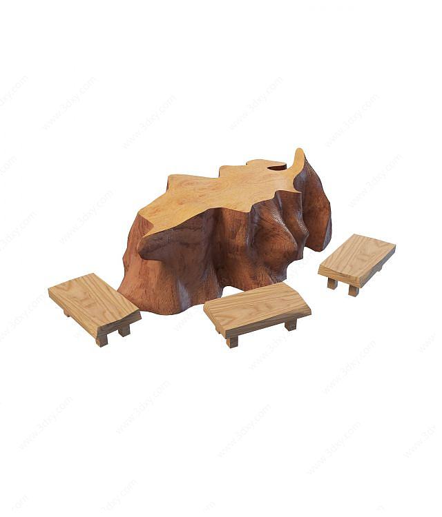 木雕茶几3D模型
