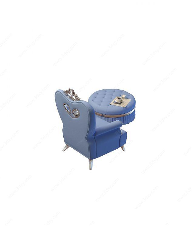 时尚蓝色桌椅组合3D模型