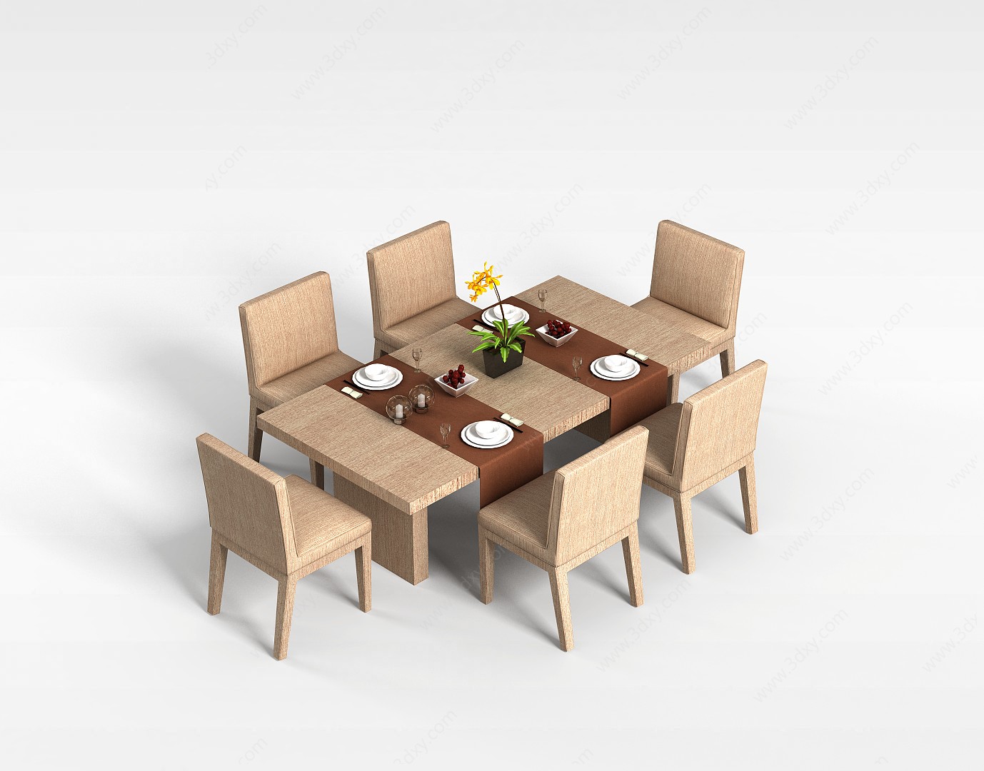 高档桌椅组合3D模型