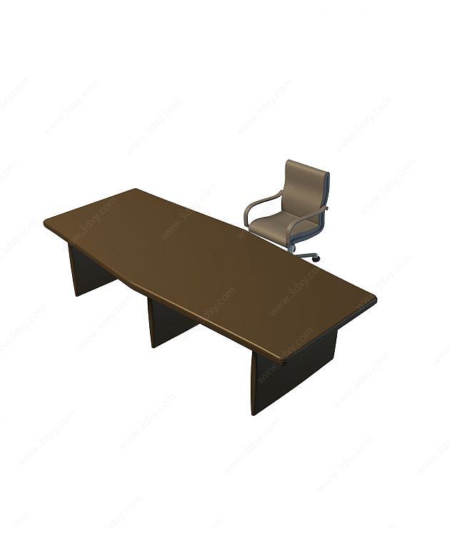简约办公桌椅组合3D模型