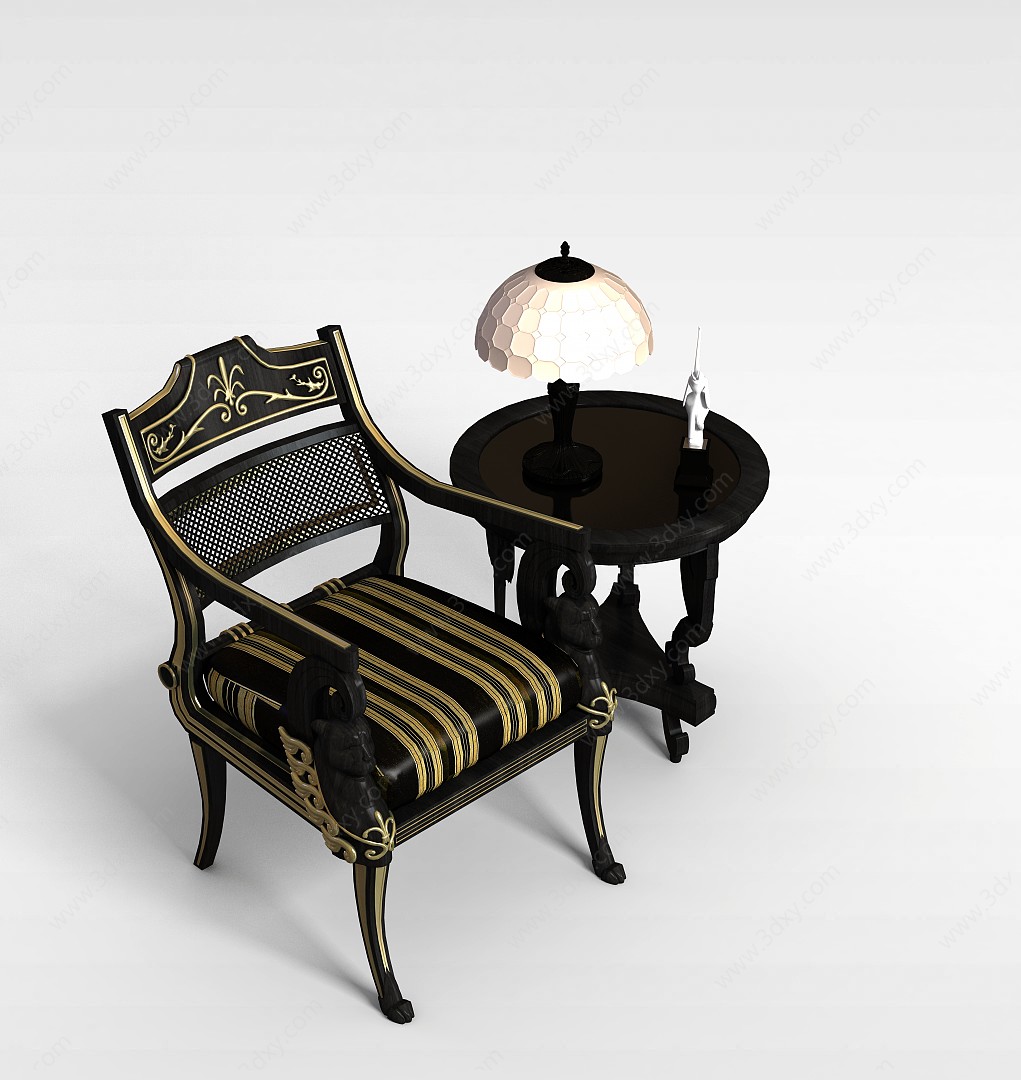 欧式实木桌椅3D模型